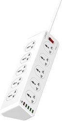 Ldnio 10-Socket Power Strip with 6 USB-A Ports, Switch and 2m Cable Ldnio 10-Socket Power Strip with 6 USB-A Ports, Switch and 2m Cable