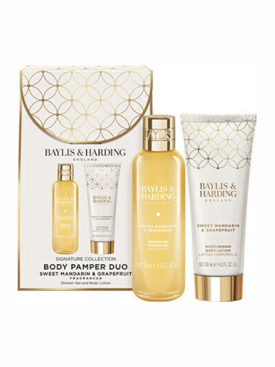 Baylis & Harding Body Pamper Duo Skin Care Set for Body Moisturizing & Cleansing Sweet Mandarin & Grapefruit 2 Pieces
