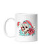 Skull, Weihnachten, Winter, Rose, Kopfhörer Weihnachtlicher Keramikbecher Weiß 330 ml (mit Personalisierung)