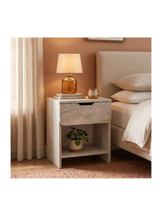 Mida Wooden Ecru Bedside Table 45x40x52cm