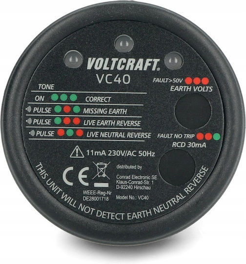 Voltcraft Detector de Tensiune AC CAT II cu Interval de Măsurare 50 - 300 V