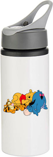 Παγούρι Winnie Pooh 600ml Λευκό Γκρι Καπάκι