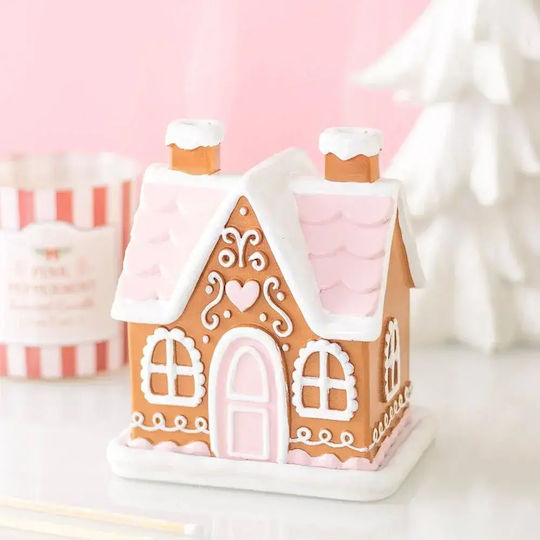 Arzător Roz pentru Conuri de Tămâie Gingerbread House
