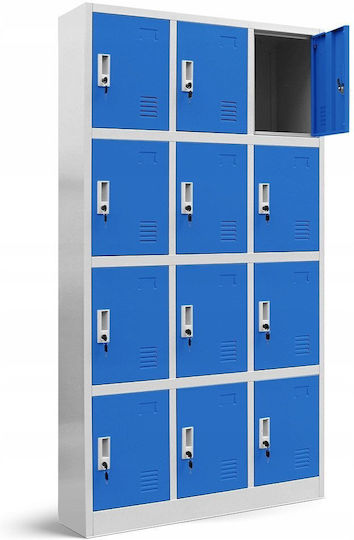 Metall-Büroschrank mit Schloss Grau-Blau 90x40x40cm