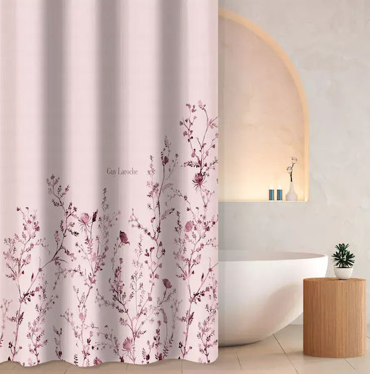 Guy Laroche Fabric Shower Curtain with Grommets 180x185cm Amethyst