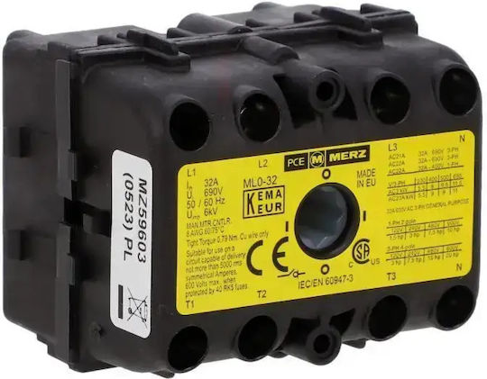 PCElectric Întrerupător de șină cu 4 poli 32A