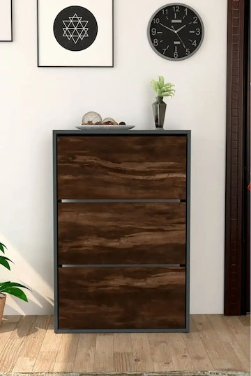Дървен шкаф за обувки за ботуши/боти, кафяв, Д73.6 x Дълб.24 x В110 cm