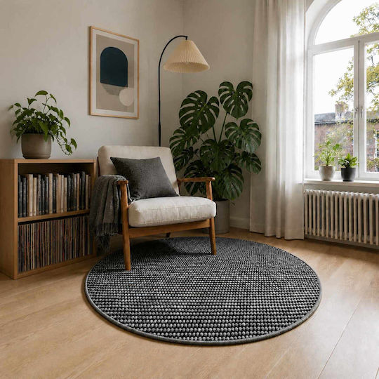 vidaXL Round Rug Anthracite Ø120 cm