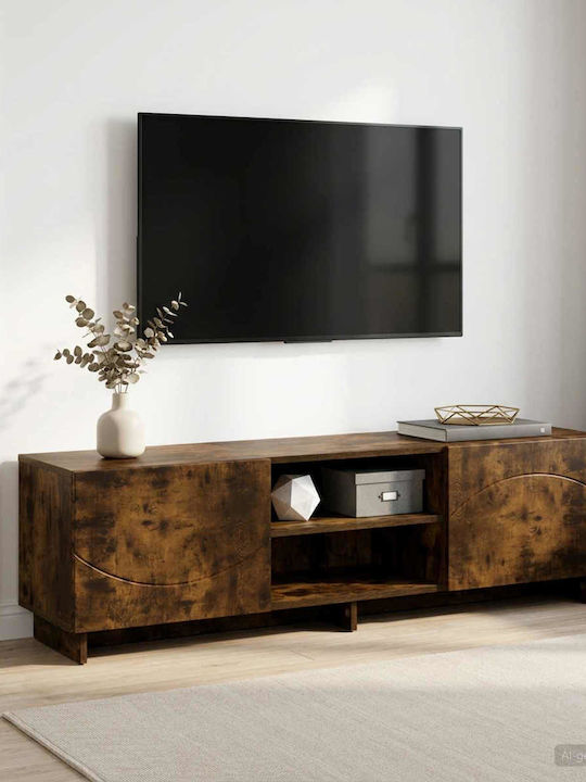 TV Stand Smoked Oak Wood L140xD34.5xH40cm