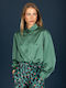 Long-Sleeve Women's Satin Shirt Teal