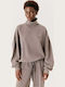 Women's Long Sleeve Cotton Sweater Grey