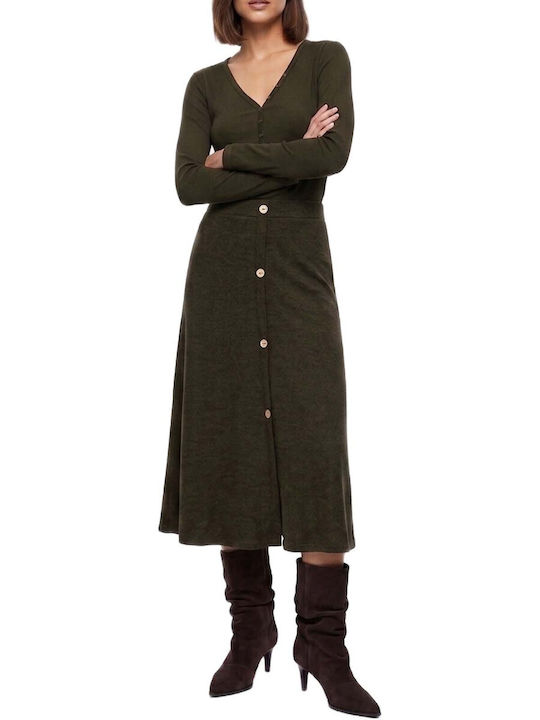 High Waist Midi Skirt Olive