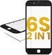 2 In 1 Glass Frame Pre-installed Iphone 6s Black Premium 2 Pack