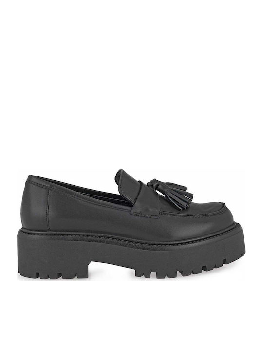 Leather Women's Loafers in Black