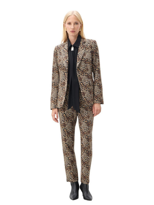 Passager Long Women's Waisted Animal Print Blazer