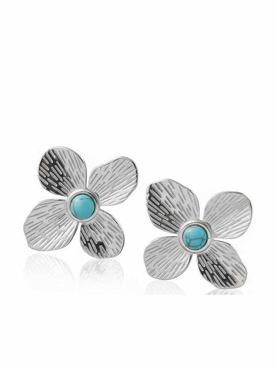 Earrings Studs Steel with Turquoise Stones