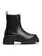 Leather Women's Chelsea Ankle Boots with Medium Heel Black