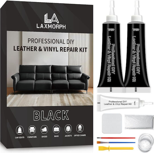 Kit de Reparație pentru Piele și Vinil Laxmorph Pastă Lichidă cu Uscare Rapidă Neagră Set Complet
