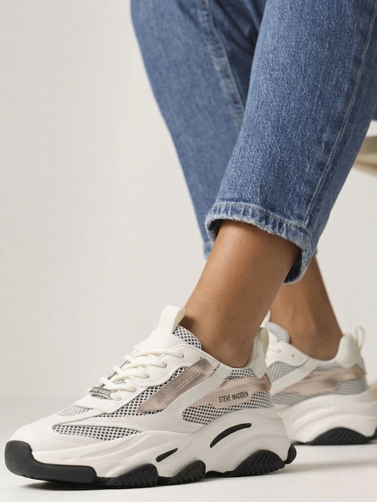 Steve Madden Possession-e Women's Anatomic Sneakers White Gold Black Steve Madden Possession-e Women's Anatomic Sneakers White Gold Black