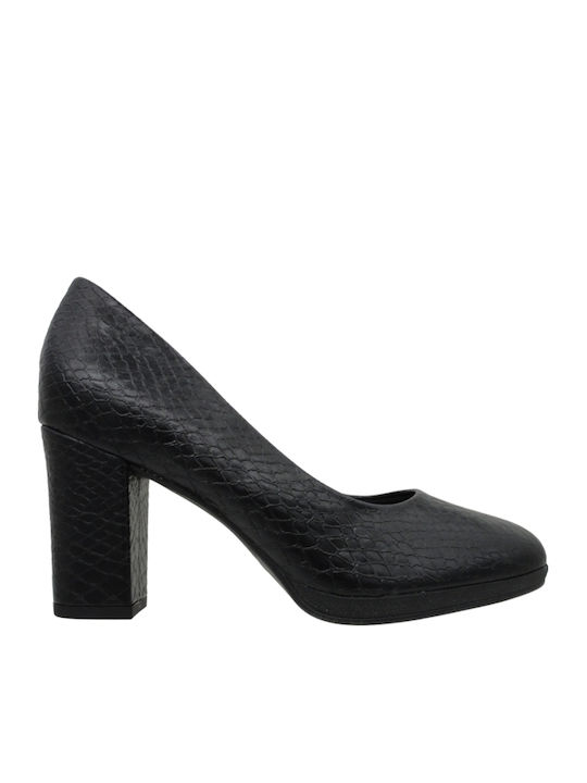 Piccadilly Platform Pumps with Medium Heel Black