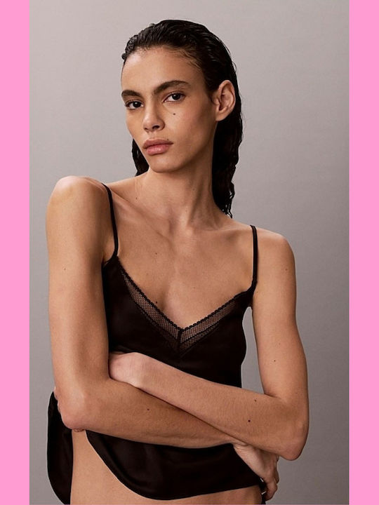 Calvin Klein Χειμερινό Γυναικείο Νυχτικό Μαύρο Calvin Klein Χειμερινό Γυναικείο Νυχτικό Μαύρο