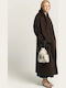 Wool Women's Coat Brown Oversized with Buttons