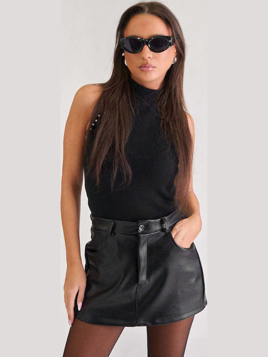 Decoro Damen-Leder-Skort Schwarz