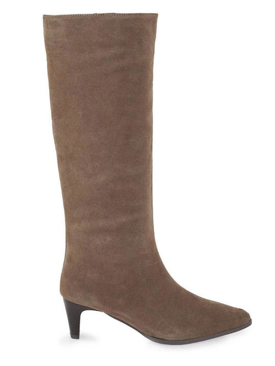 Exe Suede Women's Boots with Mid Heel Brown