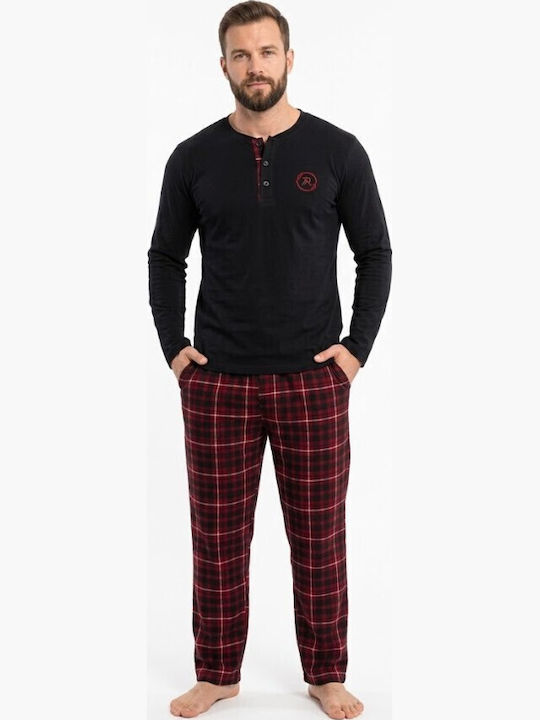 Soccus Χειμερινή Καρό Ανδρική Πιτζάμα Red/black