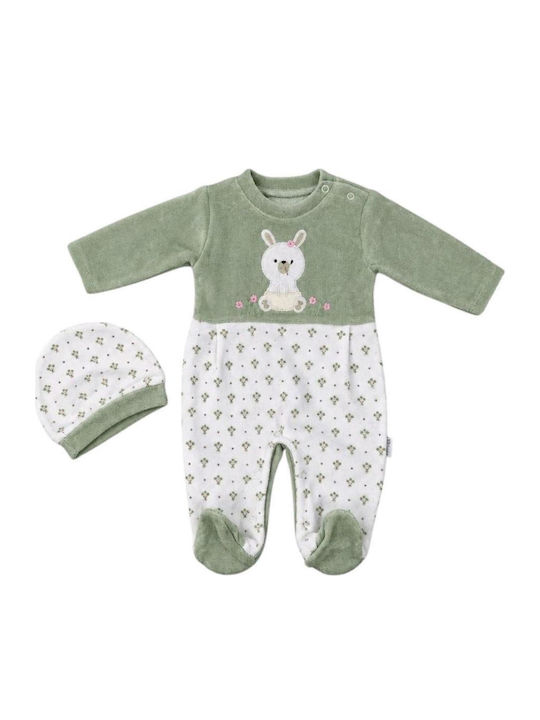 Annora Baby Samt-Strampler in Mintgrün
