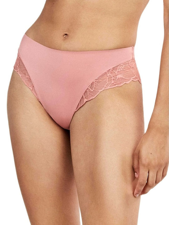 Gisela Damen-Slip mit Hoher Taille und Spitze Rose