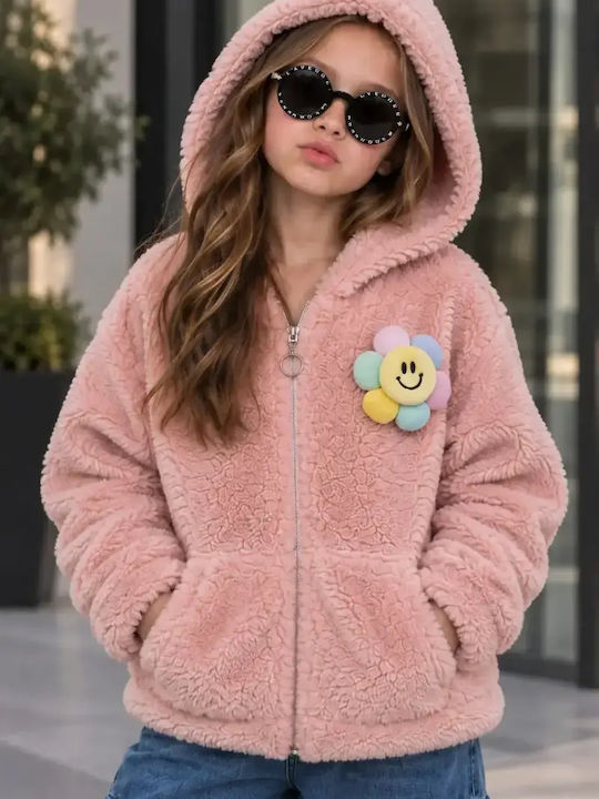 Kids Hooded Cardigan Pink