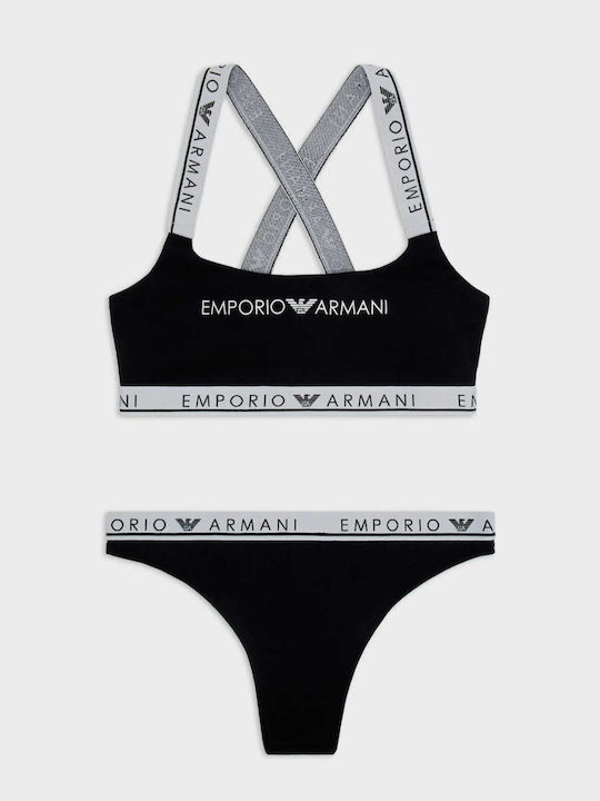 Emporio Armani Bralette and Slip Underwear Set Nero