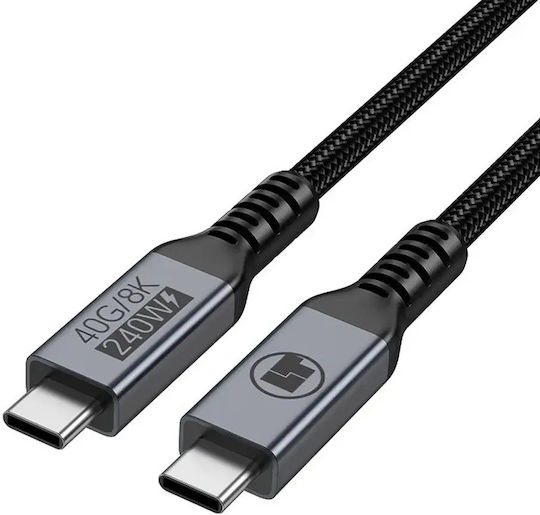 Lamtech Geflochtenes USB-4-Videokabel USB-C-Stecker – USB-C / DisplayPort 240 W PD Schwarz 1 m LAM981258