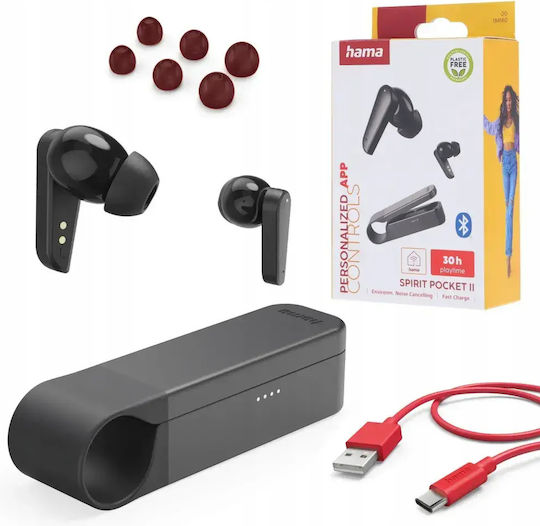 HAMA Spirit Pocket Ii Căști Bluetooth Handsfree In-ear cu Husă de Încărcare Negre