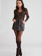 Damen-Leder-Skort Dunkelbraun