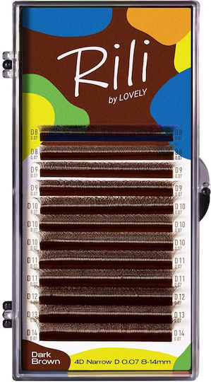 Dark Brown Narrow Volume Lash Fans 4d Rili 12 Lines Mix D 0.07 8-14mm
