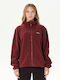 Fleece Damen-Strickjacke mit Reißverschluss Burgunderrot