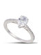 Themelidis Jewels 14K White Gold Solitaire Ring with Diamond & Zircon