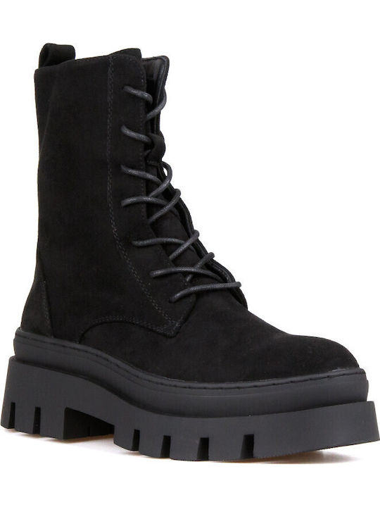 Silia D Suede Black Women's Combat Boots