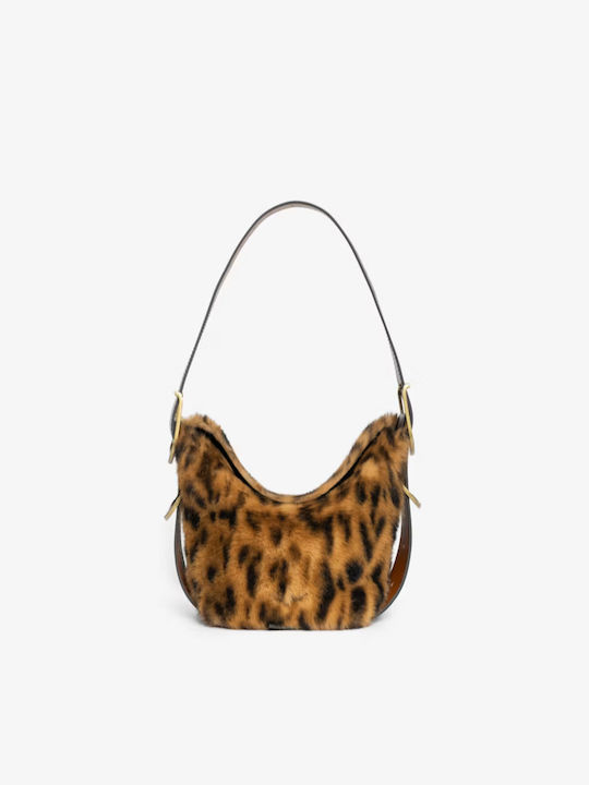 Damen-Flap-Tasche aus Fell in Tabakbraun