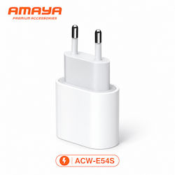 Amaya Зарядно устройство без кабел с USB-C порт 20 W Power Delivery, бял (ACW-E54S) Amaya Зарядно устройство без кабел с USB-C порт 20 W Power Delivery, бял (ACW-E54S)
