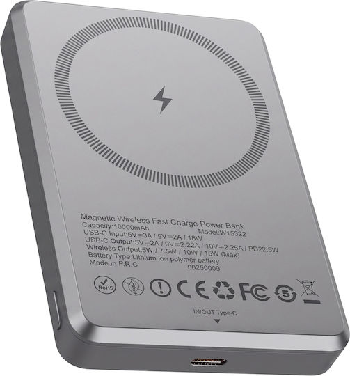LinQ MagSafe Power Bank 10000mAh 22.5W με Θύρα USB-C Power Delivery Gray