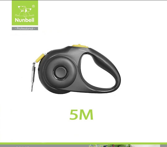 Nunbell Pet Сгъваем повод за куче с ремък, черен, 5 м, до 25 кг