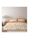 Nima Sepia Bettwäsche-Set für Doppelbett mit Spannbettlaken 160x232+32 cm Terra (4-tlg.)