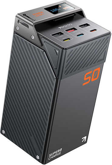 Yesido YP63 Външна батерия 50000mAh 22.5W с 3 USB-A порта и 3 USB-C порта Power Delivery / Quick Charge / PPS Черна