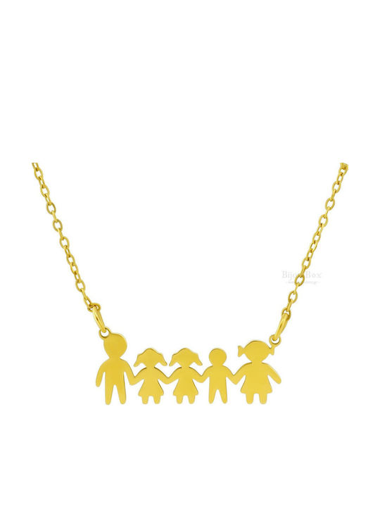 Bijou Box Family Necklace in Gold-Plated Steel