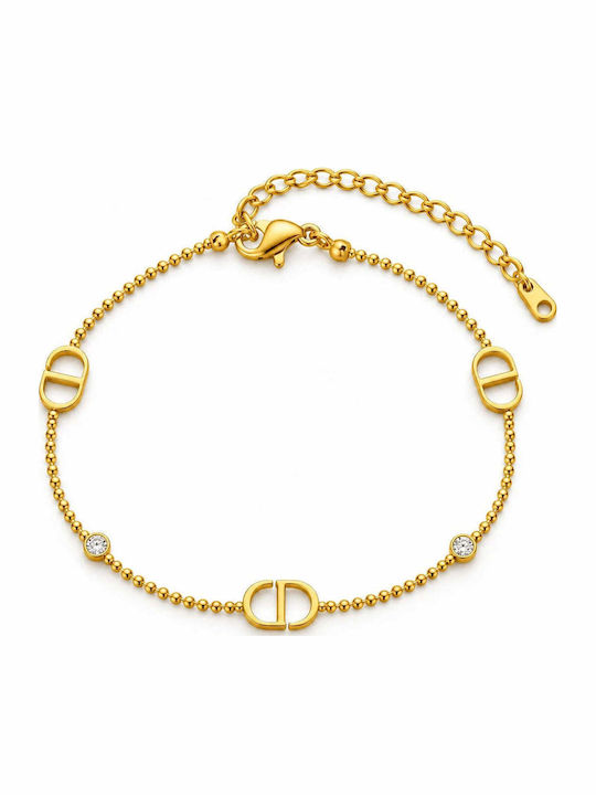 Charmy Damenarmband Kette aus Vergoldetem Stahl mit Zirkon 5 cm