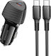 Borofone 30-W-Autoladegerät mit einem Anschluss: 1x Typ-C mit Typ-C-Kabel in Schwarz