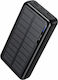 Hoco J176A Baterie Externă Solară 20000mAh 10W cu 2 Porturi USB-A și Port USB-C Neagră